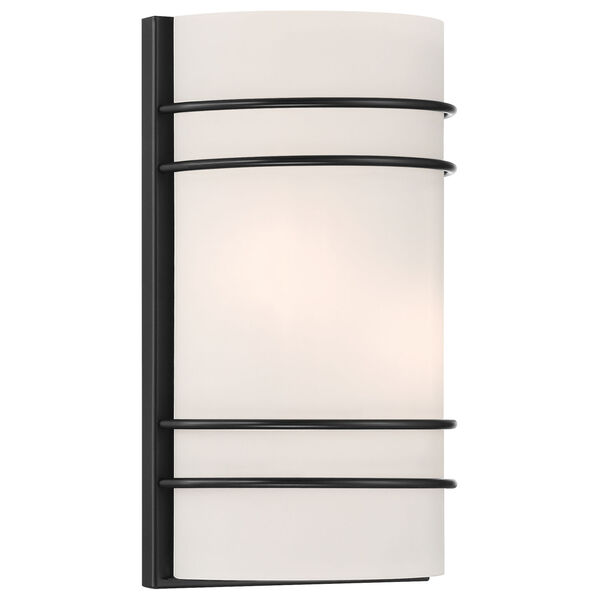 Artemis Matte Black Two-Light Wall Sconce with Opal Glass, image 1