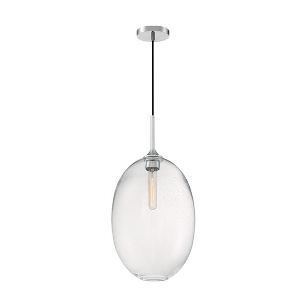 Aria Polished Nickel 23-Inch One-Light Pendant with Clear Seeded Glass, image 2