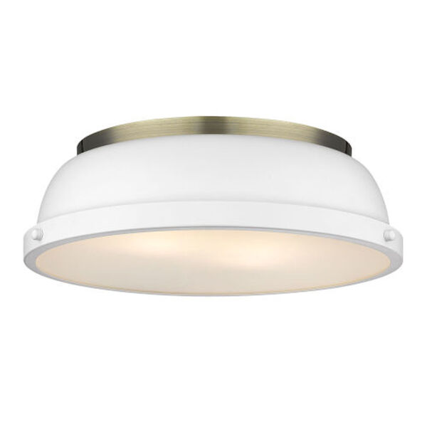 Howe Aged Brass Two-Light Flush Mount with Matte White Shade, image 1