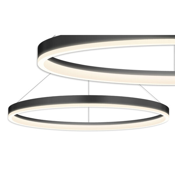 Corona Satin Black LED 32-Inch Pendant with White Etched Shade, image 3
