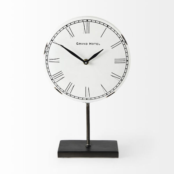 Harriet White and Bronze Table Clock, image 2