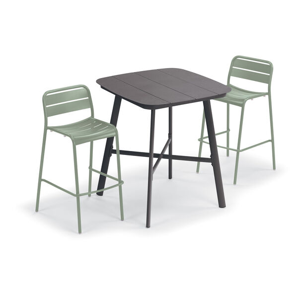 Kapri and Eiland Sage 36-Inch Square Bar Table with Two Bar Chairs, image 1