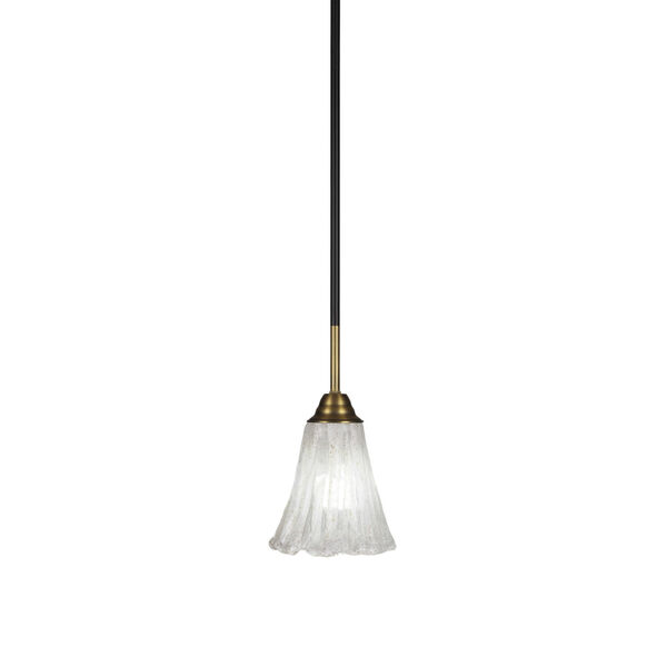 Paramount Matte Black and Brass Six-Inch One-Light Mini Pendant with Italian Ice Shade, image 1