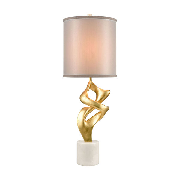 Raelle Gold Leaf and White Marble One-Light Table Lamp, image 1
