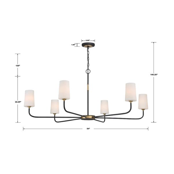 Niles Black Forged and Modern Gold Six-Light Chandelier, image 3