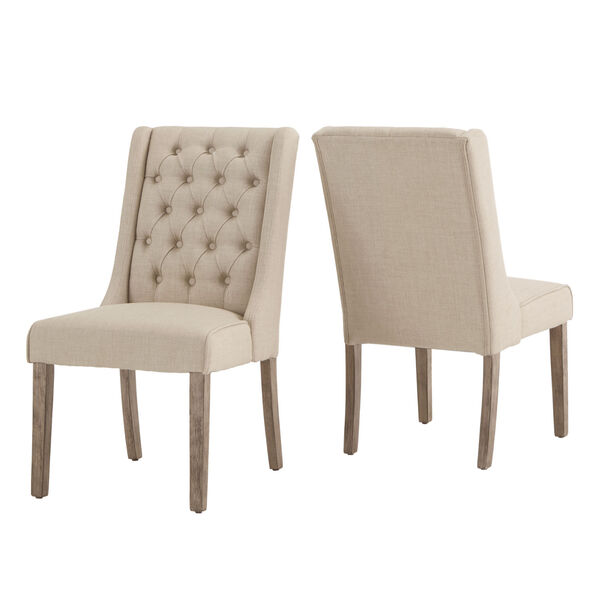 Donna Beige Tufted Linen Upholstered Dining Chair, Set of Two, image 6