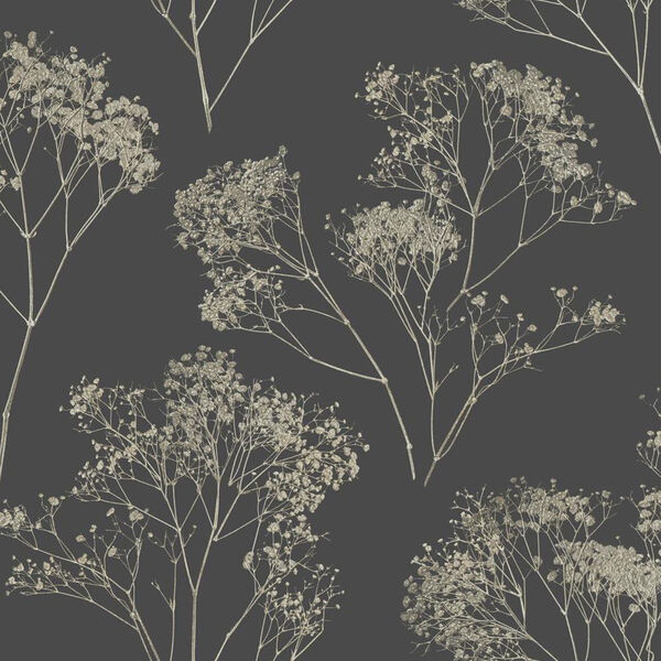 Aviva Stanoff Grey Boho Bouquet Wallpaper, image 1