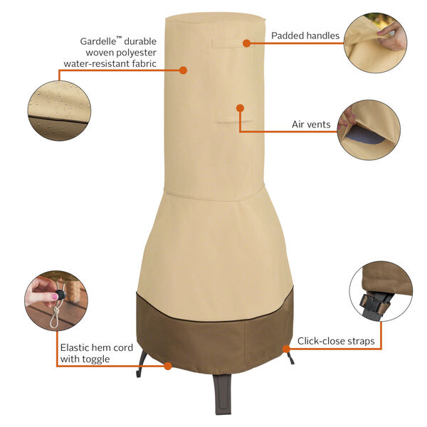 Ash Beige and Brown 25-Inch Chiminea Cover, image 2