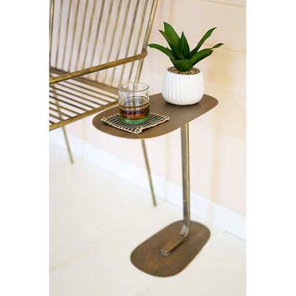 Rattan Wood Antique Brass Accent Cocktail Table, image 1