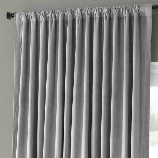 Signature Silver Grey Double Wide Velvet Blackout Pole Pocket Single Panel Curtain 100 x 96, image 3