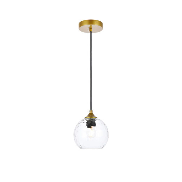 Cashel Brass and Clear Six-Inch One-Light Mini Pendant, image 1