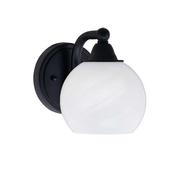 Paramount Matte Black One-Light Wall Sconce with Six-Inch White Marble Dome Glass, image 1
