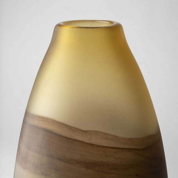 Pyla Yellow and Brown 11-Inch Glass Sand Vase, image 3