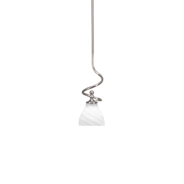 Capri Brushed Nickel One-Light Mini Pendant with White Bell Marble Glass, image 1