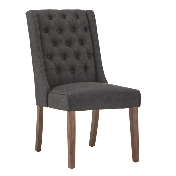 Donna Dark Gray Tufted Linen Upholstered Dining Chair, Set of Two, image 1