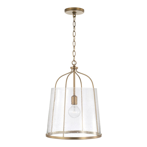 HomePlace Madison Aged Brass One-Light Pendant with Clear Seeded Glass, image 2