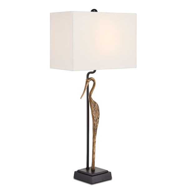 Antigone Antique Brass and White One-Light Table Lamp, image 3