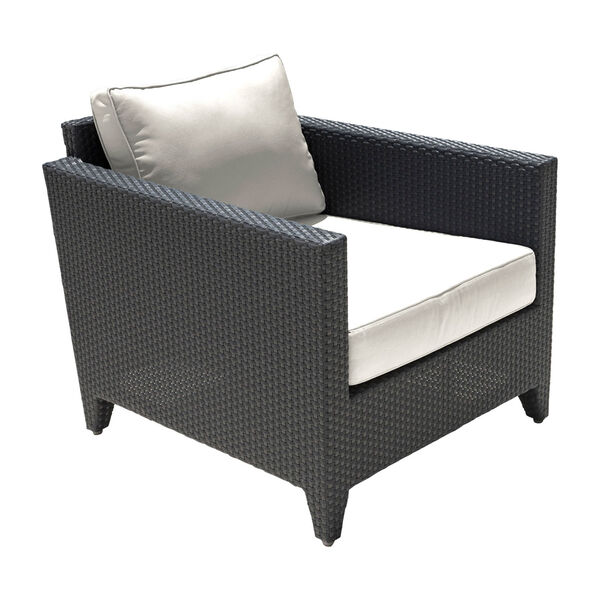 Onyx Black Outdoor Lounge Chair with Sunbrella Canvas Taupe cushion, image 1