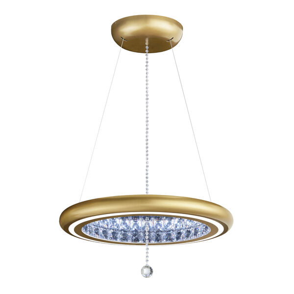 Infinite Aura Glimmer Gold 23-Inch LED Pendant with Swarovski Crystal Pendalogue, image 1