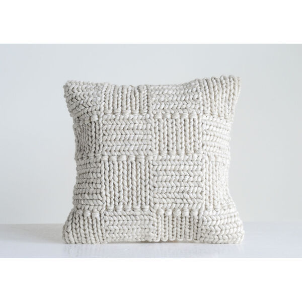 Collected Notions Cream Square Wool Knit Pillow, image 2