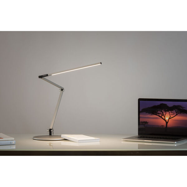 Z-Bar Silver Warm Light LED Slim Desk Lamp with Two-Piece Desk Clamp, image 2