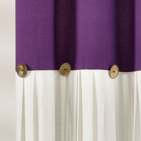 Linen Button Purple and White 72 x 72 In. Button Single Shower Curtain, image 3