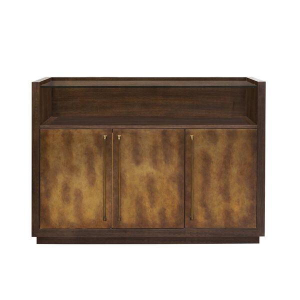 Pulaski Brown Three Door Bar Cabinet with Glass Shelves, image 1