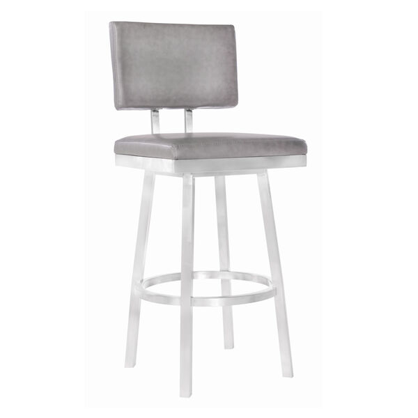 Balboa Vintage Gray and Stainless Steel 30-Inch Bar Stool, image 1