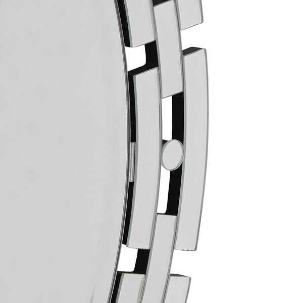 Kara Silver Geometric Frame Round Wall Mirror, image 5