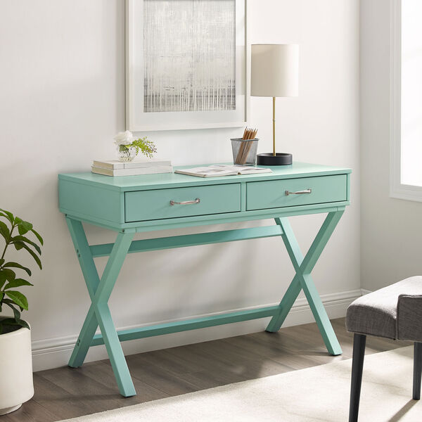 Pamela Pastel Turquoise Two Drawer Desk, image 1