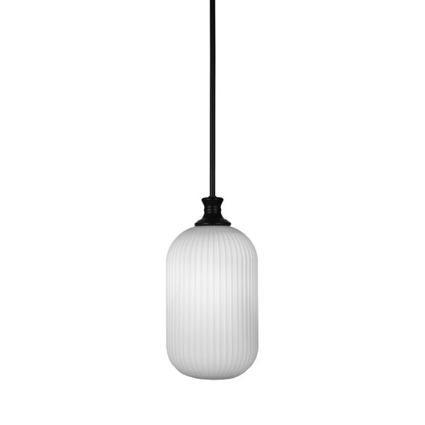 Carina Matte Black Eight-Inch One-Light Mini Pendant with Opal Frosted Glass Shade, image 1