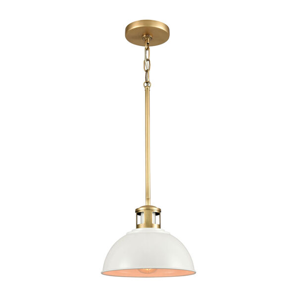 Lyndon White and Brass One-Light Pendant, image 1