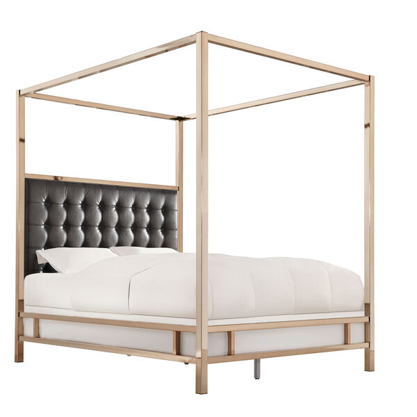 Adora Black Glam Champagne Brass Canopy Queen Bed, image 2