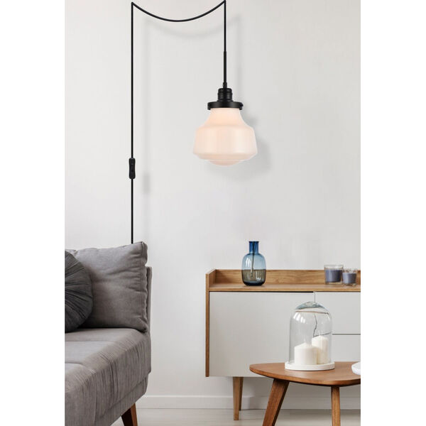 Lye Black and Frosted White One-Light Plug-In Pendant, image 6