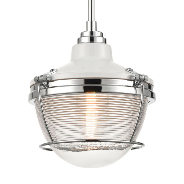 Seaway Passage White and Polished Nickel One-Light Pendant, image 7