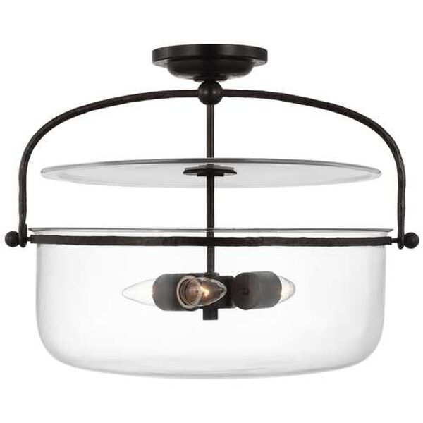 Lorford Three-Light Medium Lantern Semi-Flush Mount with Clear Glass by Chapman and Myers, image 1