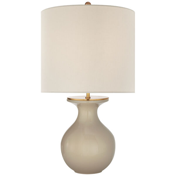 Albie Small Desk Lamp in Dove Grey with Cream Linen Shade by kate spade new york, image 1