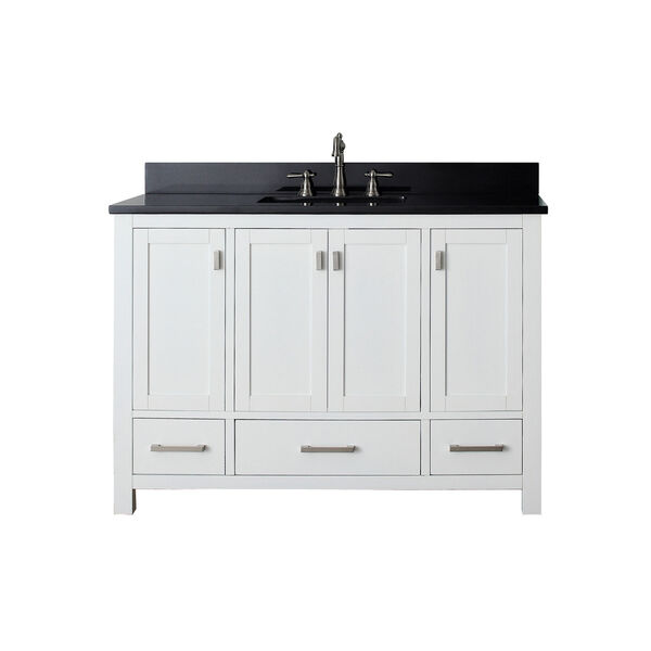 Modero White 48-Inch Sink Vanity with Black Granite Top, image 1