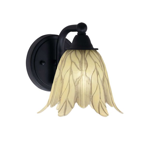 Paramount Matte Black One-Light Wall Sconce with Seven-Inch Vanilla Leaf Glass, image 1