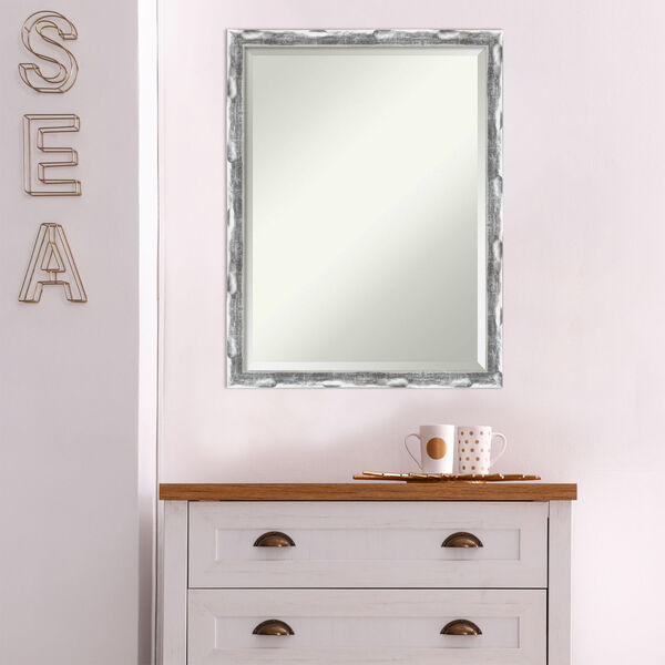 Scratched Wave Chrome Silver Wall Mirror, image 1