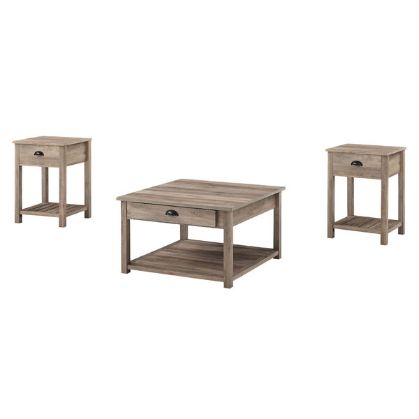 Grey Wash Coffee Table and Side Table Set, 3-Piece, image 1