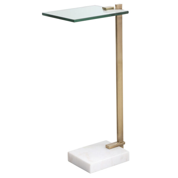 Butler Brushed Brass and White Accent Table, image 1