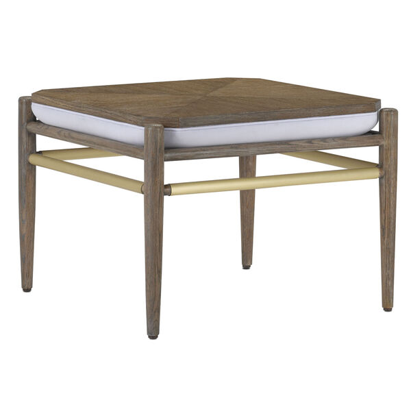 Visby Light Pepper and Brushed Brass Muslin Ottoman, image 2