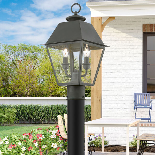 Wentworth Charcoal Two-Light Outdoor Medium Lantern Post, image 2