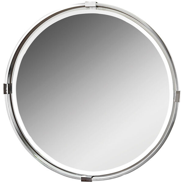 Tazlina Nickel Brushed Nickel Round Mirror, image 2