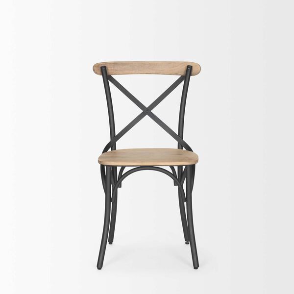 Etienne Light Brown Wood With Iron Metal Dining Chair, image 2