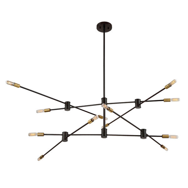 Uptown Bronze with Brass Accents 12-Light Chandelier, image 2