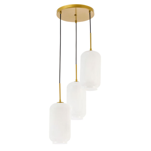 Collier Brass 16-Inch Three-Light Pendant with Frosted White Glass, image 5