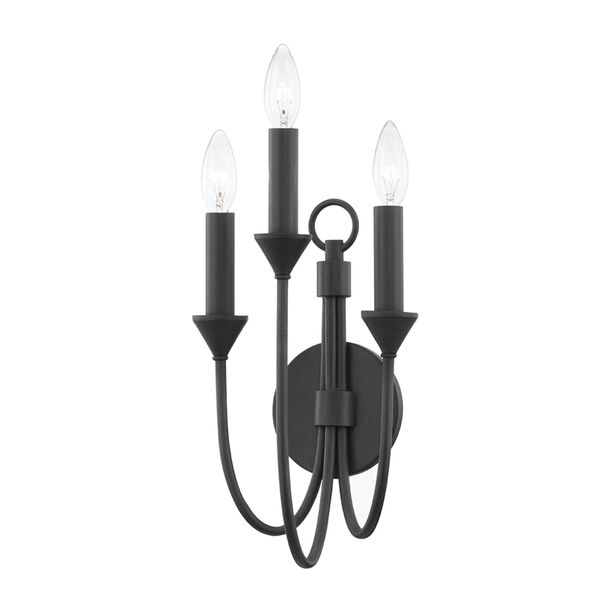 Cate Forged Iron Three-Light Wall Sconce, image 1