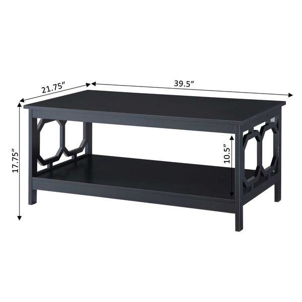 Selby Black Coffee Table with Bottom Shelf, image 5